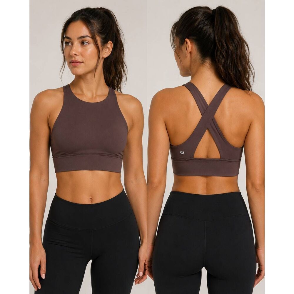 Lululemon Women’s Brown High Neck Cross Back Sports Bra Size 4